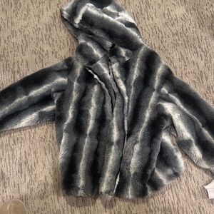 Marvin Richards Women's Faux Fur Puffer - Black and Gray